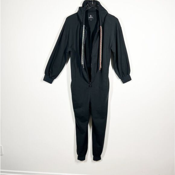 Magnlens Women’s Size Large Black Elastic Waist Pocket Zip Paracord Jumpsuit - Picture 3 of 16